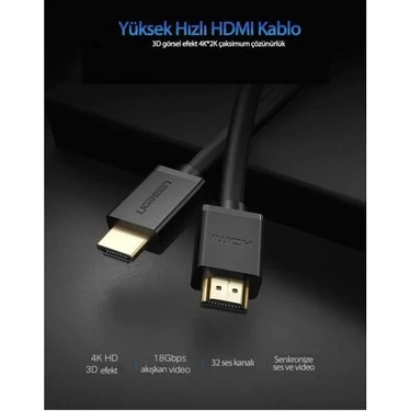 Uhd 4K Yüksek Hızlı Ethernet ve Hdmi Kablosu 2 Metre 10107 - 2
