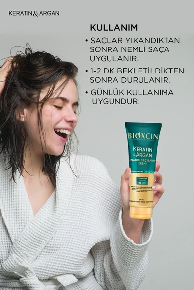 Bioxcin Keratin Argan Onarıcı Saç Bakım Kremi 250 Ml Yıpranmış Ve Hasar Görmüş Saçlar - Resim 8