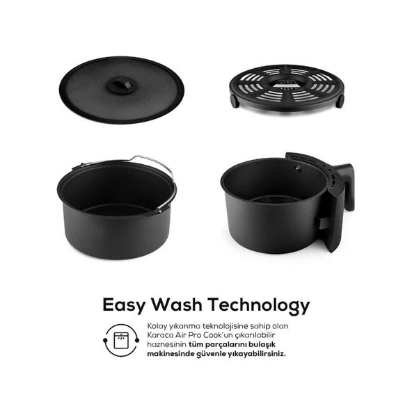Karaca Air Pro Cook XL 2 in 1 Konuşan Airfryer Black Chrome 4 Kişilik - Resim 3