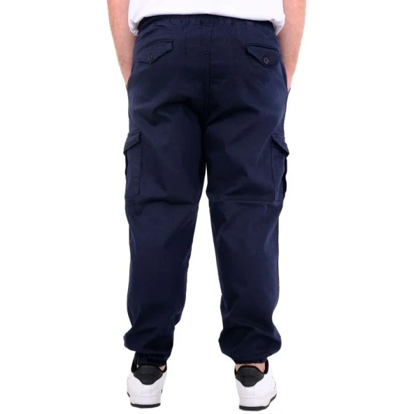 Büyük Beden Erkek Gabardin Kargo Jogger Pantolon Doğa 21927 Lacivert - 4
