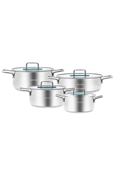 Arya Indüksiyon Tabanlı 8 Parça Çelik Tencere Seti Mavi - Resim 7