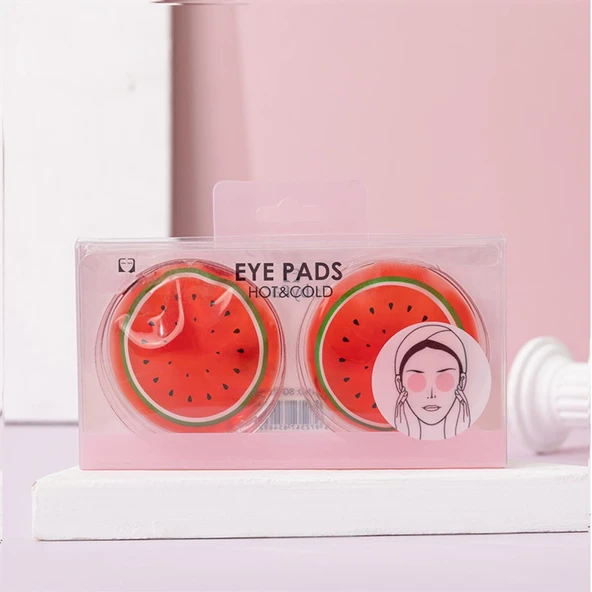 Karpuz Desenli Soğuk Sıcak Jel Göz Maskesi Buz Rahatlatıcı Kozmetik Yüz Yogası 2'li Maske - 3