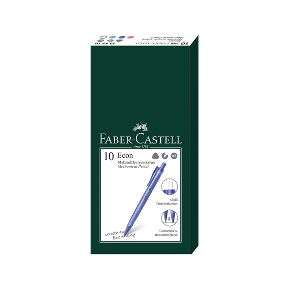 Faber-Castell Faber Econ 0.7 Uçlu Kalem Şeffaf Renkli 10'lu - Resim 2