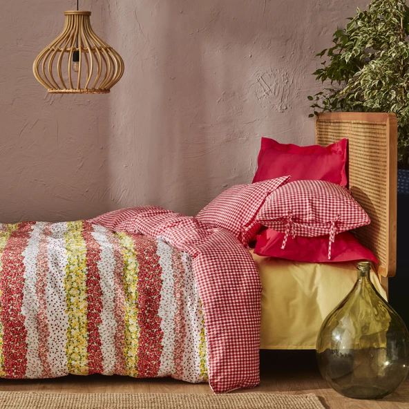 Karaca Home Pari Noniron Tek Kişilik Nevresim Takımı Kırmızı - Resim 4