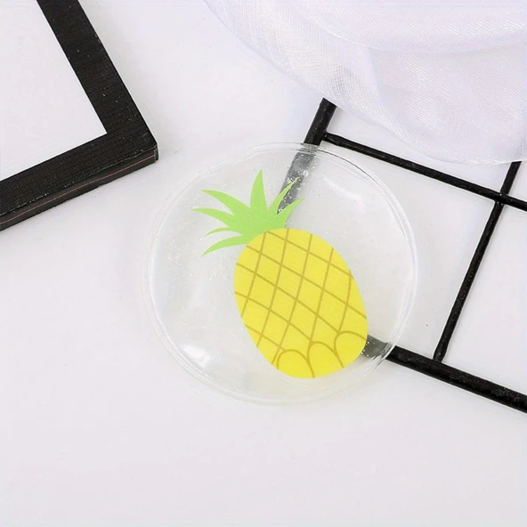 Ananas Desenli Soğuk Sıcak Jel Göz Maskesi Buz Rahatlatıcı Kozmetik Yüz Yogası 2'li Maske - 4