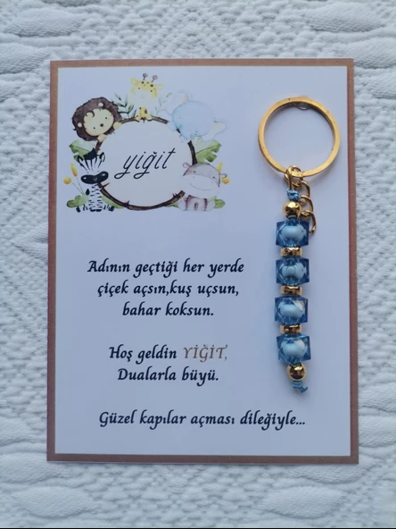 32 Adet İsme Özel Tasarım Mavi Anahtarlık Hastane Yeni Doğan 40 Mevlidi Dağıtmalık Hediyelik ürün görseli