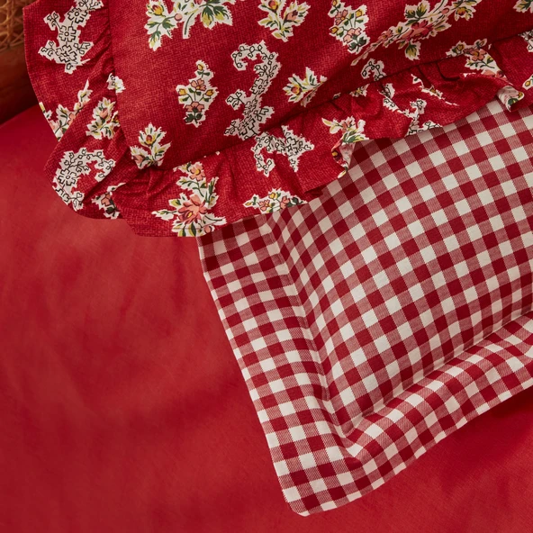 Karaca Home Carlo %100 Pamuk Tek Kişilik Nevresim Takımı Kırmızı  - Resim 3