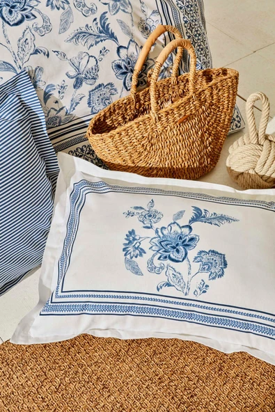 Karaca Home Estrela %100 Pamuk Çift Kişilik Nevresim Takımı Mavi - Resim 2