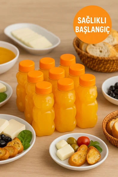 10 Adet Smoothie Detoks Şişesi Şeffaf Plastik Sızdırmaz Kapak Köşeli Meyve Suyu Şişesi 250 Ml - 5