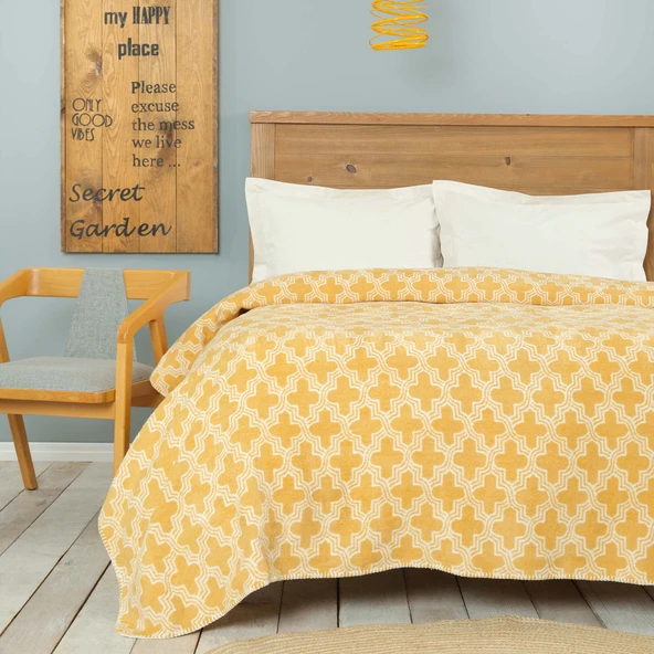 Karaca Home Benita Hardal Çift Kişilik Pamuk Battaniye - Resim 3