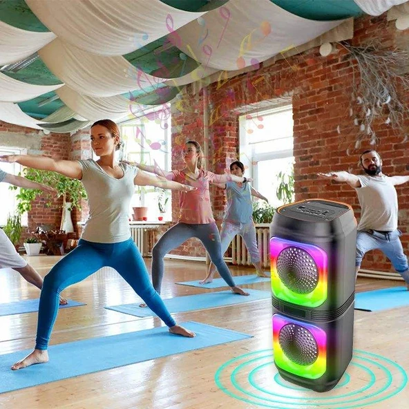 RGB LED Işıklı Bluetooth Hoparlör  1200 mAh Şarjlı, TWS, AUX, USB, TF Kart Girişi - 3