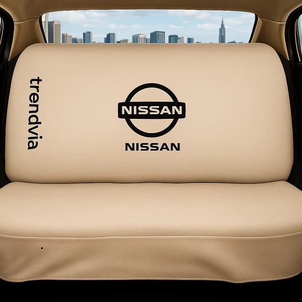 Nissan Uyumlu Bej Renk Penye Oto Koltuk Kılıfı Takımı Ön ve Arka Koltuk Koruyucu Kılıf - 2