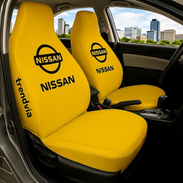 Nissan Uyumlu Sarı Renk Penye Oto Koltuk Kılıfı Takımı Ön ve Arka Koltuk Koruyucu Kılıf