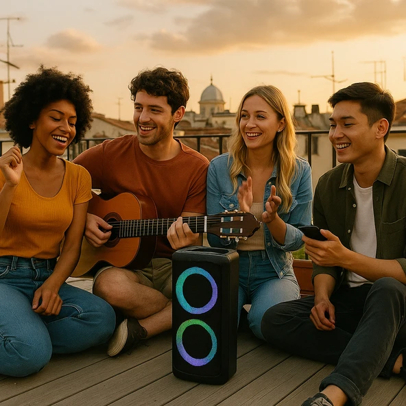 Kablosuz LED Işıklı Bluetooth Hoparlör Güçlü Ses, Uzun Pil Ömrü, Taşınabilir - 4