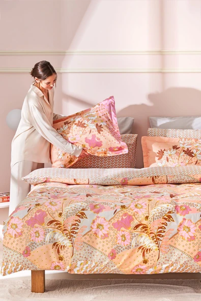 Karaca Home Denis %100 Pamuk Saten Çift Kişilik Nevresim Takımı Pudra  - Resim 3