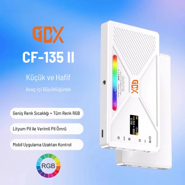 GDX CF-135 II RGB Mini 10W Işık + El Tipi Powerbank Tripod Batarya - 2