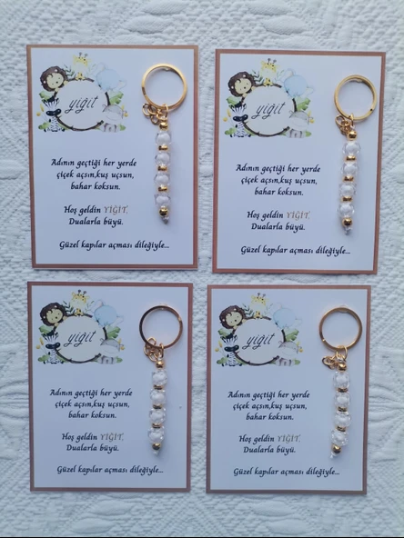 52 Adet İsme Özel Tasarım Beyaz Anahtarlık Hastane Yeni Doğan 40 Mevlidi Dağıtmalık Hediyelik - Resim 3