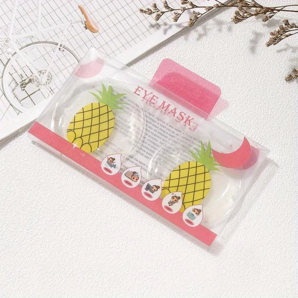 Ananas Desenli Soğuk Sıcak Jel Göz Maskesi Buz Rahatlatıcı Kozmetik Yüz Yogası 2'li Maske - 2