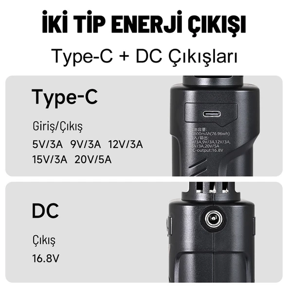 GDX CF-135 II RGB Mini 10W Işık + El Tipi Powerbank Tripod Batarya - 5