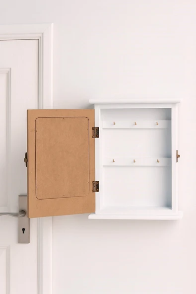 Dekoratif Ahşap Kapaklı Anahtarlık Kutusu – Gül Motifli ve "Home" Yazılı Duvar Askılığı BR-6629 - 2