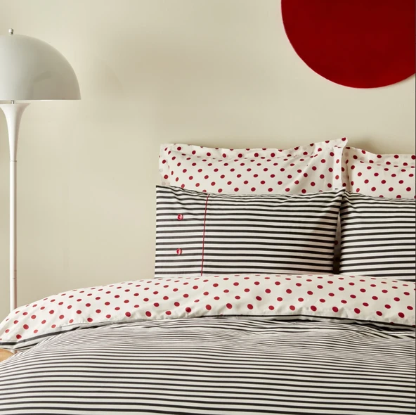 Karaca Home Polka %100 Pamuk Çift Taraflı Tek Kişilik Nevresim Takımı Siyah - Resim 2