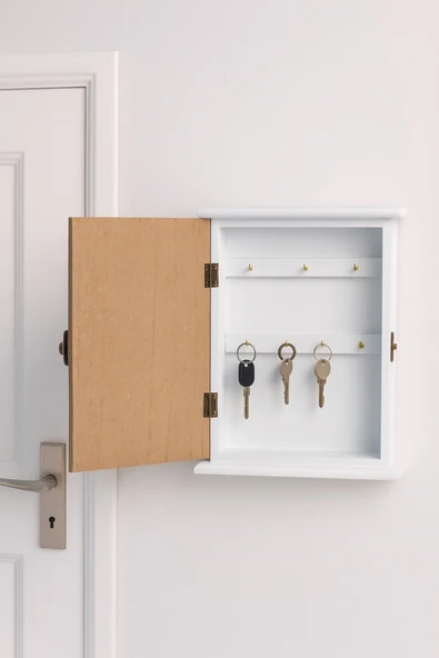 Dekoratif Ahşap Anahtarlık Kutusu – Welcome Yazılı Duvar Askılığı BR-6631 - 2