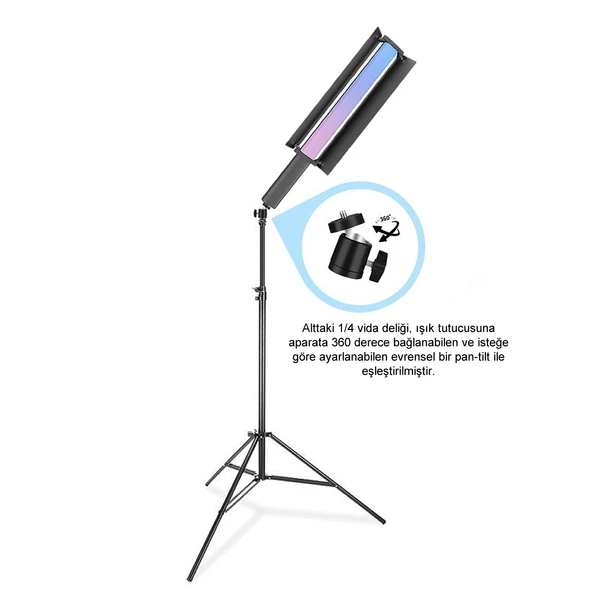 Gdx LP550 RGB Fotoğrafçılık ve Video için Renkli Işık Çubuğu Tekli Set - Resim 2