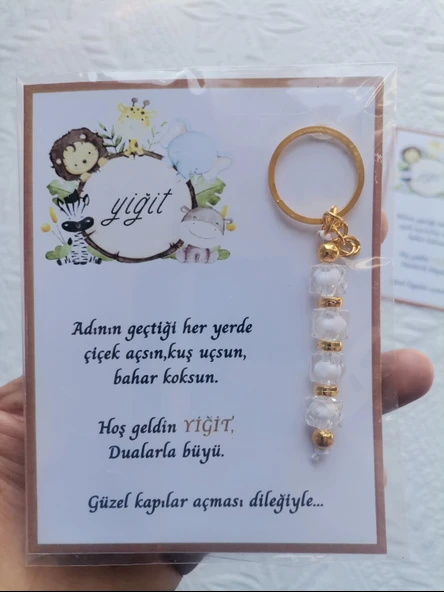 72 Adet İsme Özel Tasarım Beyaz Anahtarlık Hastane Yeni Doğan 40 Mevlidi Dağıtmalık Hediyelik - 4