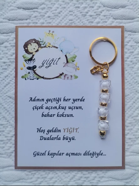 72 Adet İsme Özel Tasarım Beyaz Anahtarlık Hastane Yeni Doğan 40 Mevlidi Dağıtmalık Hediyelik