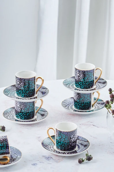 STD Asu 6 Kişilik Kahve Fincan Takımı 90 Ml Klasik - Resim 2