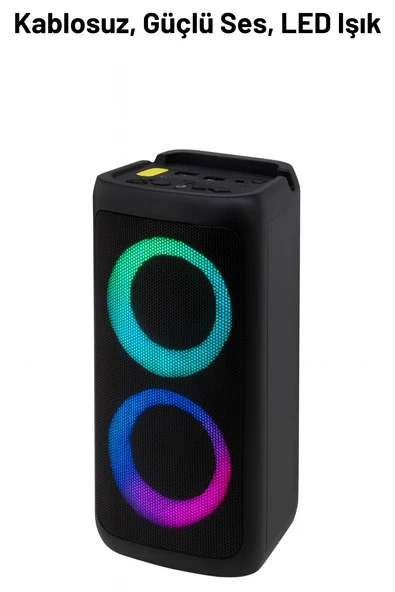 Kablosuz LED Işıklı Bluetooth Hoparlör Güçlü Ses, Uzun Pil Ömrü, Taşınabilir - 8