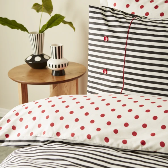 Karaca Home Polka %100 Pamuk Çift Taraflı Tek Kişilik Nevresim Takımı Siyah - Resim 3