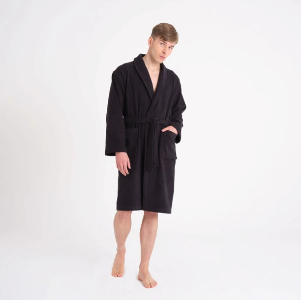Karaca Home İstanbul Siyah Regular %100 Pamuk Bornoz S/M - Resim 6