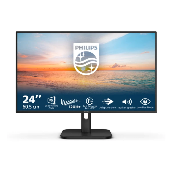 Philips 24E1N1200A 23.8" 120Hz 1Ms VGA+HDMI+DP FullHD Adaptive-Sync IPS Vesa Monitör ürün görseli 1