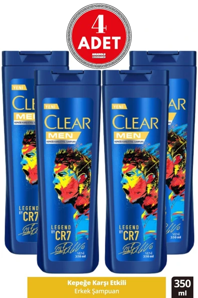 Clear 350 Ml Men Şampuan CR7 Kepeğe Karşı x4 Adet - 1