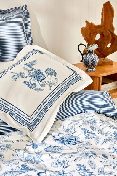 Karaca Home Estrela %100 Pamuk Çift Kişilik Nevresim Takımı Mavi - Resim 10