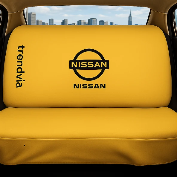 Nissan Uyumlu Sarı Renk Penye Oto Koltuk Kılıfı Takımı Ön ve Arka Koltuk Koruyucu Kılıf - 2