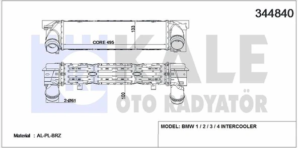 Bmw İntercooler Radyatoru Bmw B47 N57 N47 F20 F30 F32 F34 F36 F22 - Kale 344840 ürün görseli