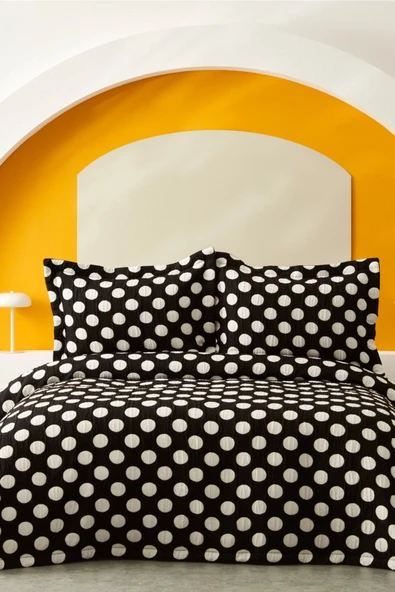 Point Çift Kişilik Yatak Örtüsü Black - Resim 4