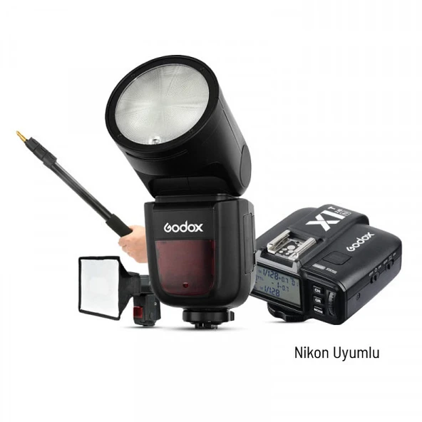 Godox V1 Nikon Flaş Kit (Yuvarlak Kafa) FULL Set - 2
