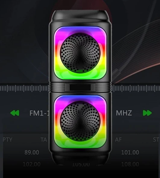 RGB LED Işıklı Bluetooth Hoparlör  1200 mAh Şarjlı, TWS, AUX, USB, TF Kart Girişi - 2