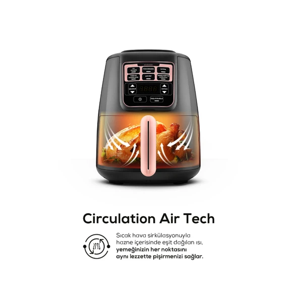 Karaca Air Pro Cook XL 2 in 1 Konuşan Airfryer Rosegold 4 Kişilik - Resim 8