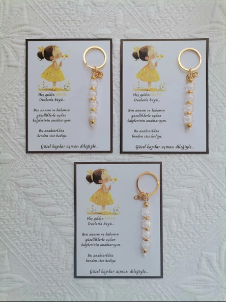 32 Adet İsme Özel Tasarım Beyaz Anahtarlık Hastane Yeni Doğan 40 Mevlidi Dağıtmalık Hediyelik - Resim 2