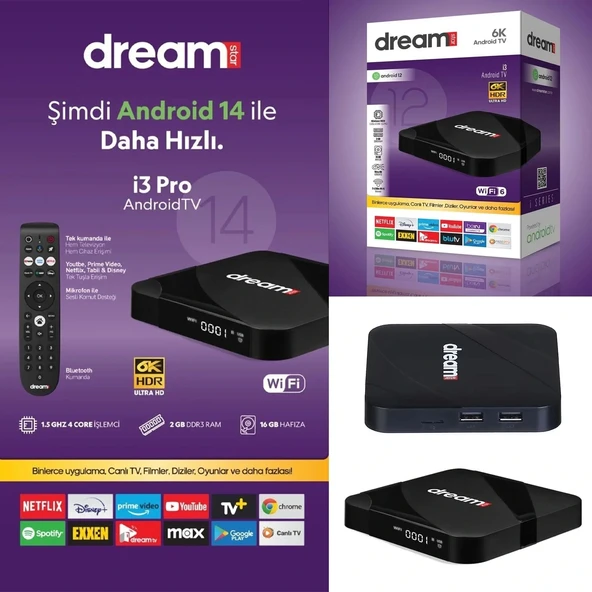 Dreamstar İ3 Tv Box 2+16gb Wifi Android 12 Ses Komutlu Akıllı Kumanda