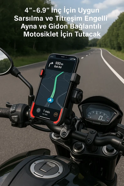 Titreşim Engelleyici Motosiklet Telefon Tutucu  360 C  Döner Başlık, Hızlı Kilit Sistemli - 6