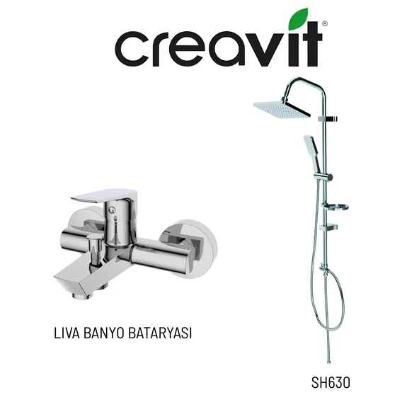 Creavit SH630 Tepe Duş Sistemi ve Liva Banyo Bataryası LV2500