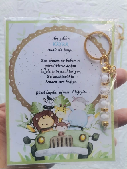 52 Adet İsme Özel Tasarım Beyaz Anahtarlık Hastane Yeni Doğan 40 Mevlidi Dağıtmalık Hediyelik - Resim 5