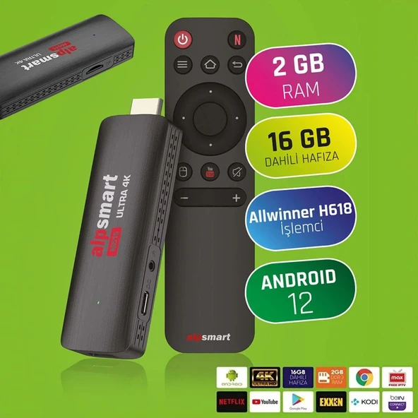 Alpsmart As515 Tv Box Stick Android 12 Medya Oynatıcı 2+16gb