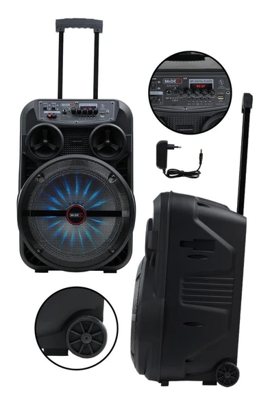 Midex MXR-280 Taşınabilir Mikrofonlu Işıklı Akülü Ses Sistemi Hoparlör (12 İnç 280 Watt) - 3