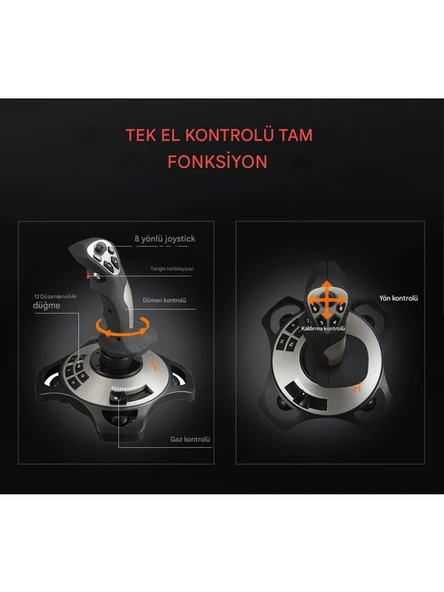 PXN 2113 Pro Uçuş Simülatör Joystick Kontrolcü Pc Uyumlu - Resim 6